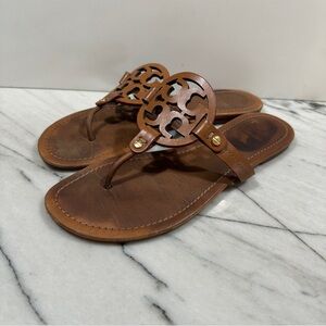 Tory Burch Miller Brown Women’s 10 Leather Sandals Flats Thong Flip Flops Shoe